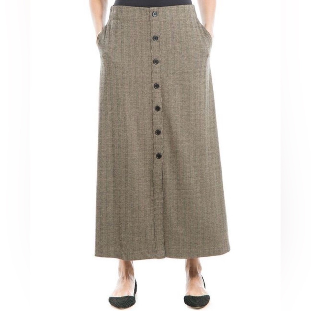 Max Studio Brown A-Line Skirt with Buttons